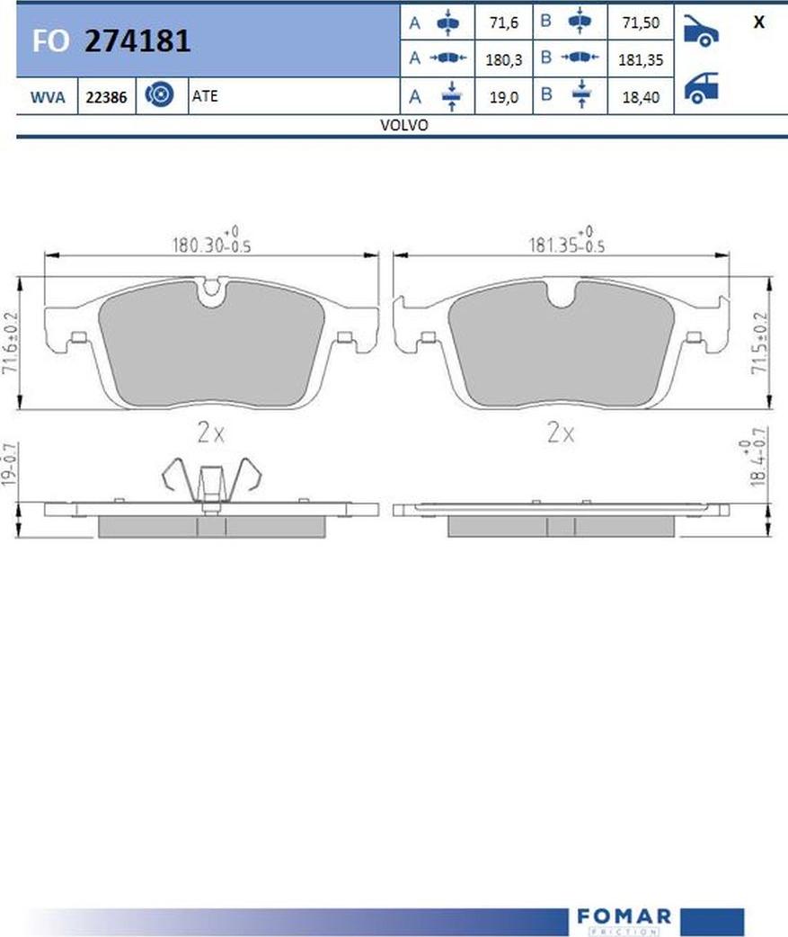 FOMAR Friction FO 274181 - Kit pastiglie freno, Freno a disco autozon.pro