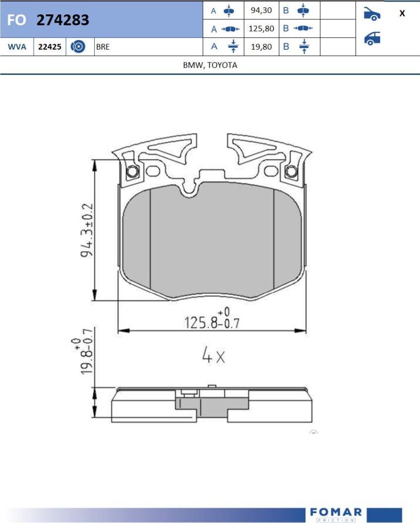 FOMAR Friction FO 274283 - Kit pastiglie freno, Freno a disco autozon.pro