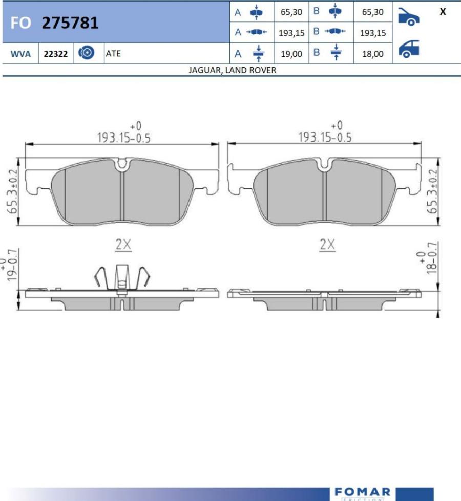 FOMAR Friction FO 275781 - Kit pastiglie freno, Freno a disco autozon.pro