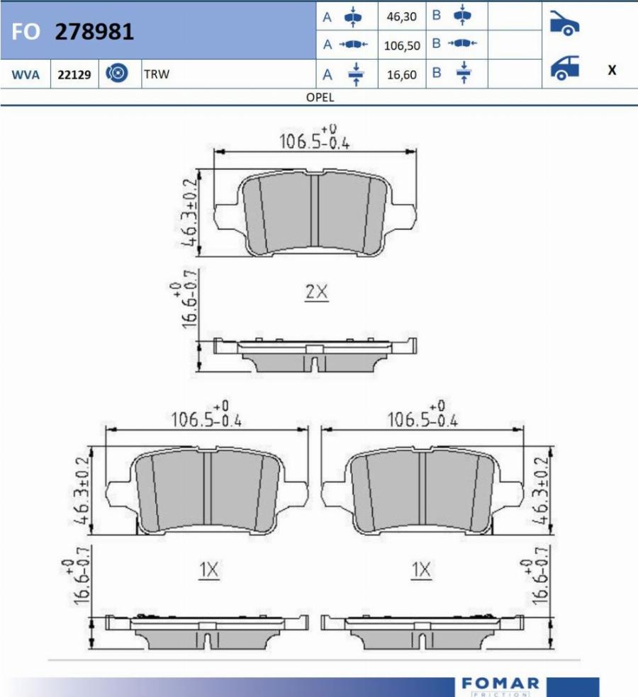 FOMAR Friction FO 278981 - Kit pastiglie freno, Freno a disco autozon.pro