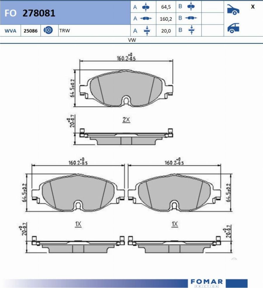 FOMAR Friction FO 278081 - Kit pastiglie freno, Freno a disco autozon.pro