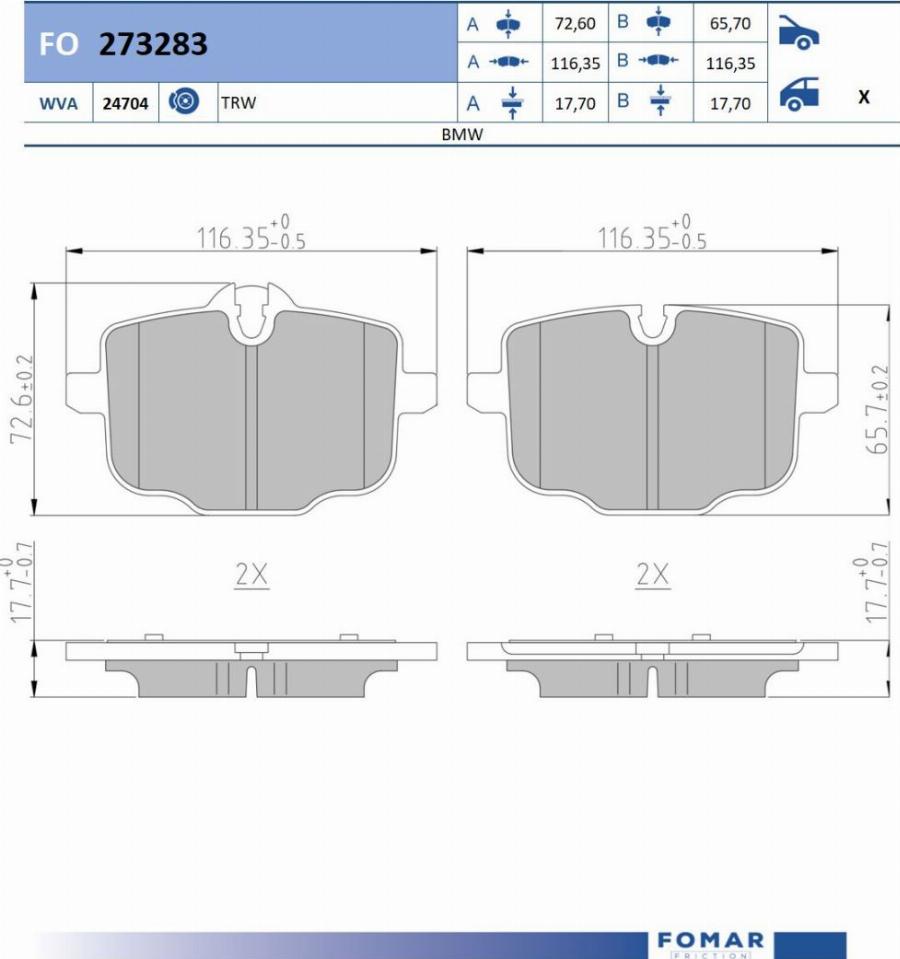 FOMAR Friction FO 273283 - Kit pastiglie freno, Freno a disco autozon.pro