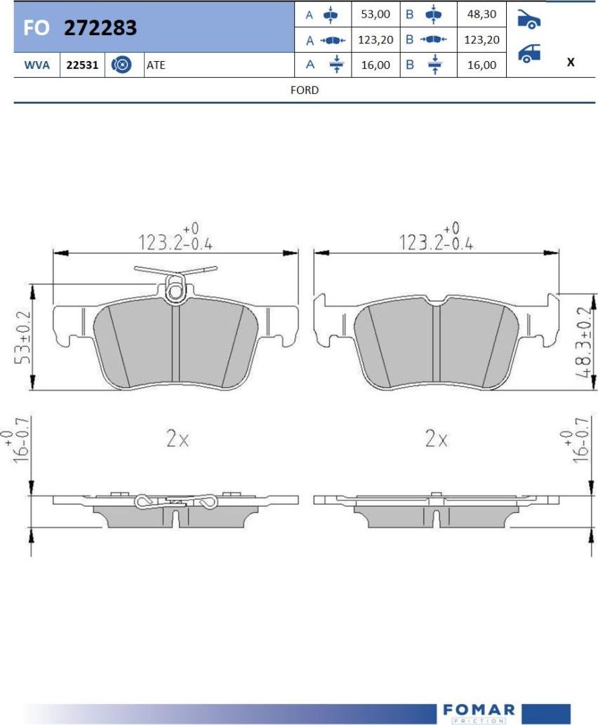 FOMAR Friction FO 272283 - Kit pastiglie freno, Freno a disco autozon.pro