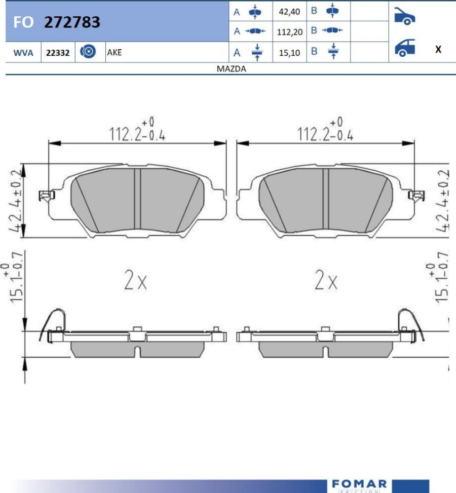 FOMAR Friction FO 272783 - Kit pastiglie freno, Freno a disco autozon.pro