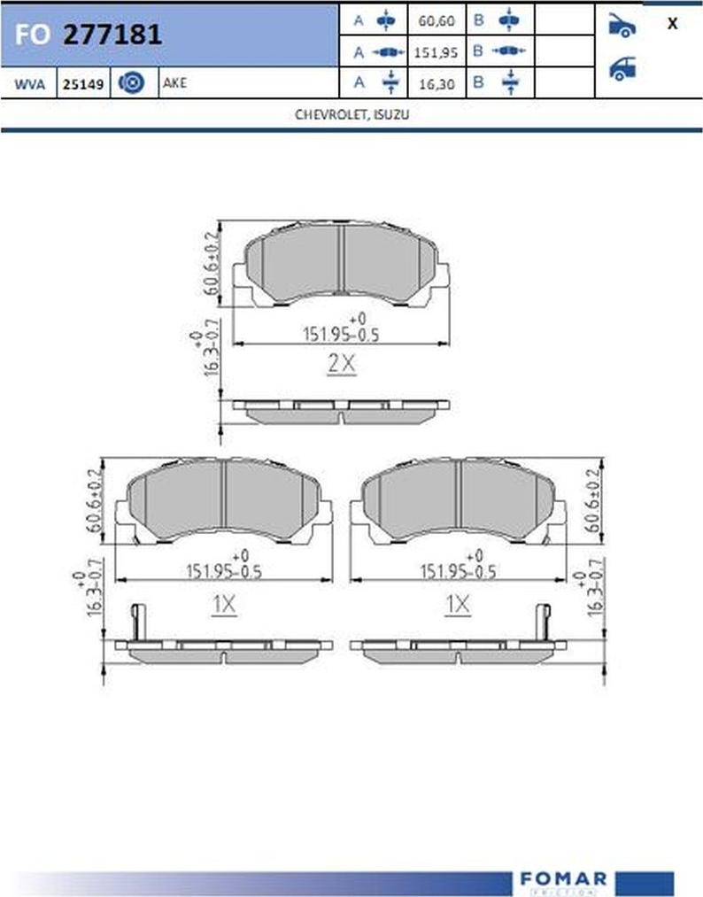 FOMAR Friction FO 277181 - Kit pastiglie freno, Freno a disco autozon.pro