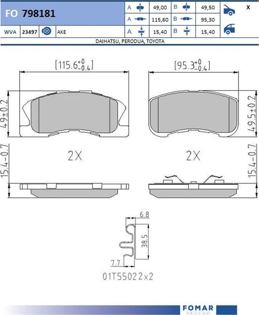 FOMAR Friction FO 798181 - Kit pastiglie freno, Freno a disco autozon.pro