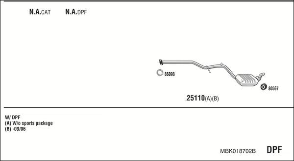 Fonos MBK018702B - Impianto gas scarico autozon.pro