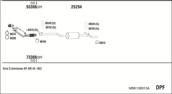 Fonos MBK138913A - Impianto gas scarico autozon.pro