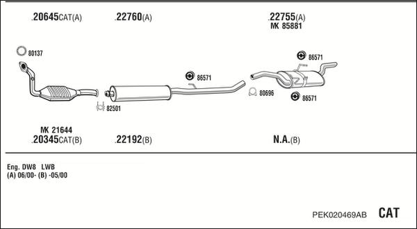 Fonos PEK020469AB - Impianto gas scarico autozon.pro