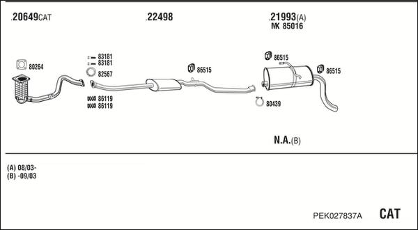 Fonos PEK027837A - Impianto gas scarico autozon.pro