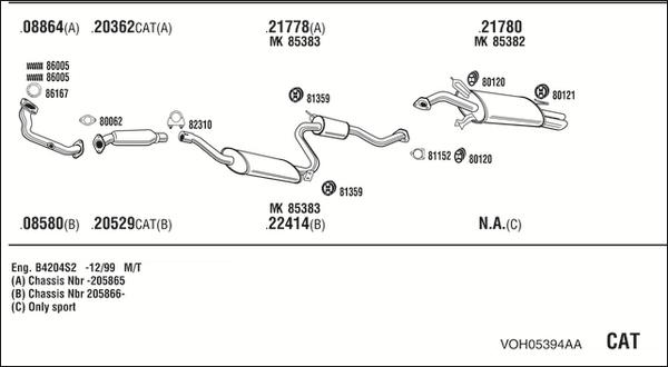 Fonos VOH05394AA - Impianto gas scarico autozon.pro