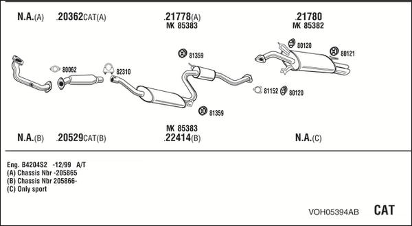 Fonos VOH05394AB - Impianto gas scarico autozon.pro