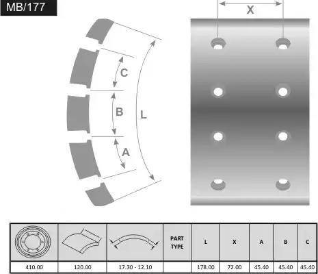 FRAS-LE MB/177-X - Materiale d'attrito, Freno a tamburo autozon.pro