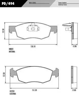 FRAS-LE PD494 - Kit pastiglie freno, Freno a disco autozon.pro