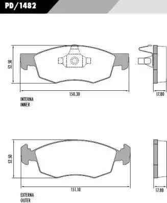 FRAS-LE PD/1482 - Kit pastiglie freno, Freno a disco autozon.pro