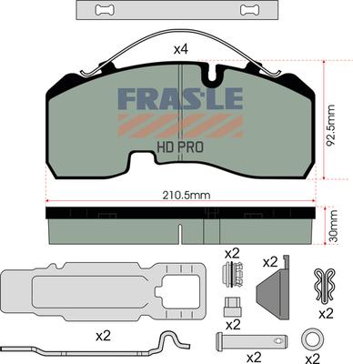 FRAS-LE PD/142-K023-HD - Kit pastiglie freno, Freno a disco autozon.pro