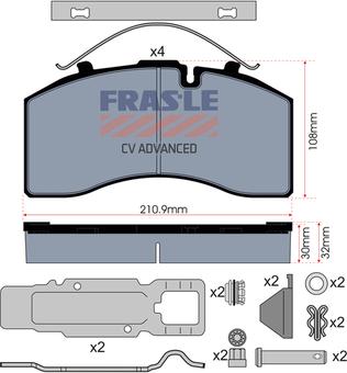 FRAS-LE PD/172-K023-CV - Kit pastiglie freno, Freno a disco autozon.pro