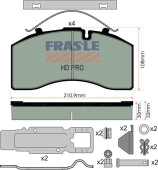 FRAS-LE PD/172-K023-HD - Kit pastiglie freno, Freno a disco autozon.pro