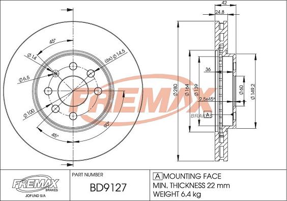 FREMAX BD-9127 - Discofreno autozon.pro