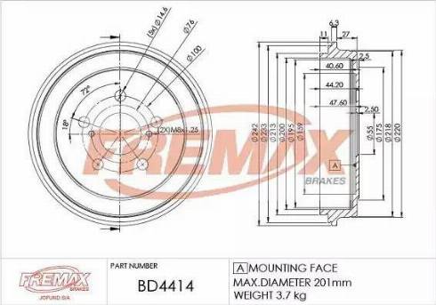 FREMAX BD-4414 - Tamburo freno autozon.pro