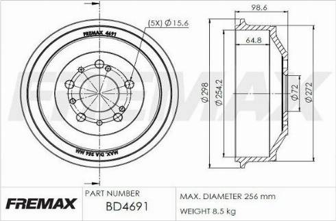 FREMAX BD-4691 - Tamburo freno autozon.pro