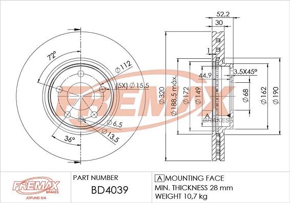 FREMAX BD-4039 - Discofreno autozon.pro