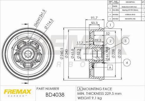 FREMAX BD-4038-KT - Tamburo freno autozon.pro