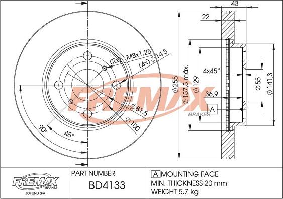 FREMAX BD-4133 - Discofreno autozon.pro