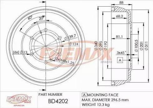 FREMAX BD-4202 - Tamburo freno autozon.pro