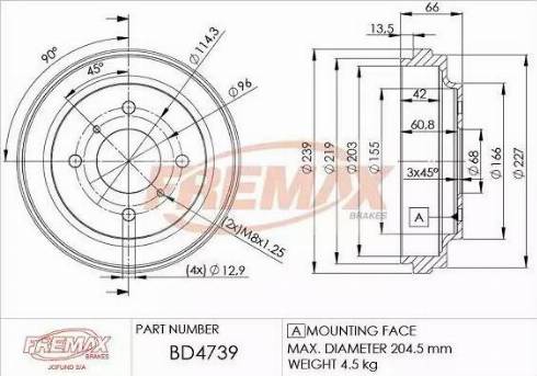 FREMAX BD-4739 - Tamburo freno autozon.pro