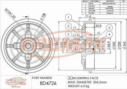 FREMAX BD-4726-KT - Tamburo freno autozon.pro