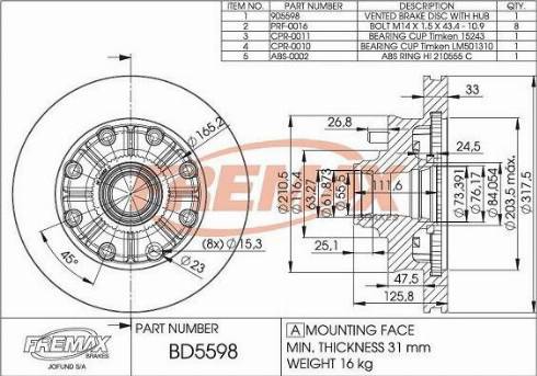 FREMAX BD-5598-KT - Discofreno autozon.pro