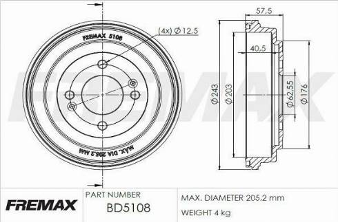 FREMAX BD-5108 - Tamburo freno autozon.pro