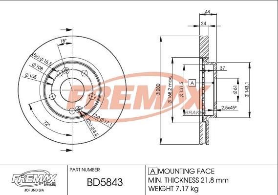 FREMAX BD-5843 - Discofreno autozon.pro