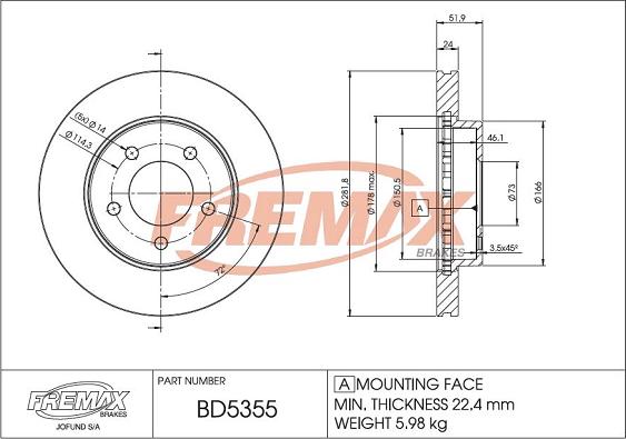 FREMAX BD-5355 - Discofreno autozon.pro