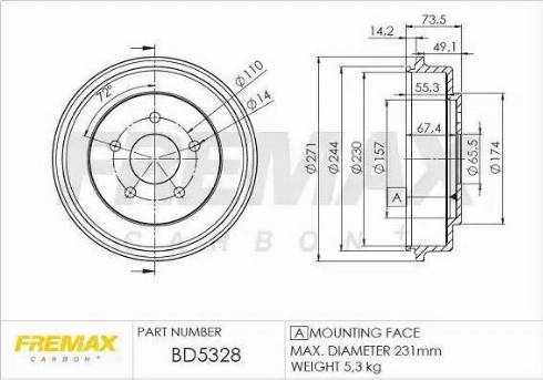 FREMAX BD-5328 - Tamburo freno autozon.pro