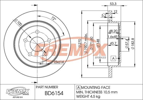 FREMAX BD-6154 - Discofreno autozon.pro