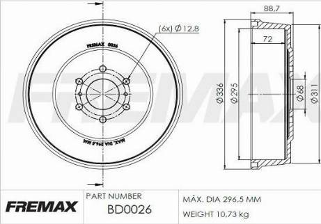 FREMAX BD-0026 - Tamburo freno autozon.pro