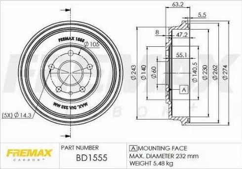 FREMAX BD-1555 - Tamburo freno autozon.pro