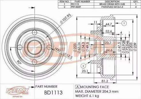 FREMAX BD-1113 - Tamburo freno autozon.pro