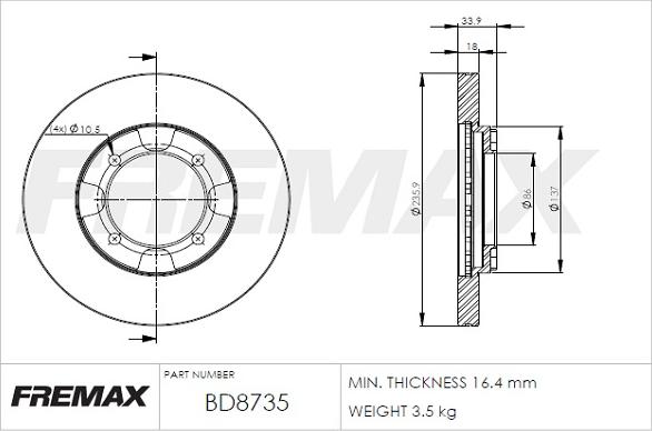 FREMAX BD-8735 - Discofreno autozon.pro