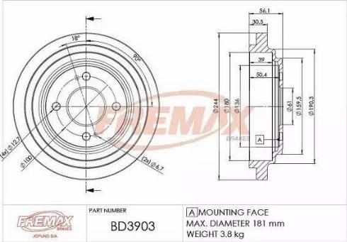 FREMAX BD-3903 - Tamburo freno autozon.pro