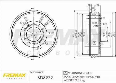 FREMAX BD-3972 - Tamburo freno autozon.pro