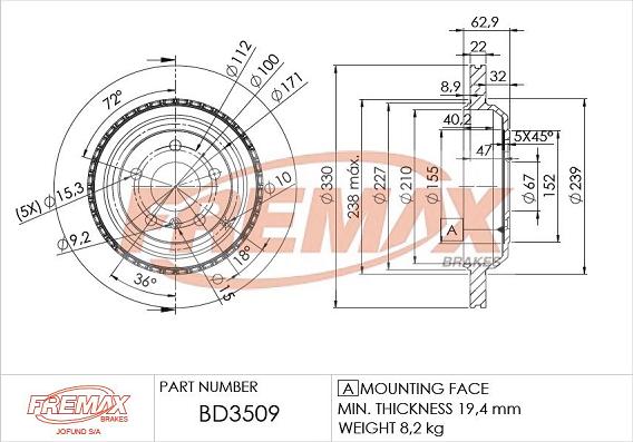 FREMAX BD-3509 - Discofreno autozon.pro