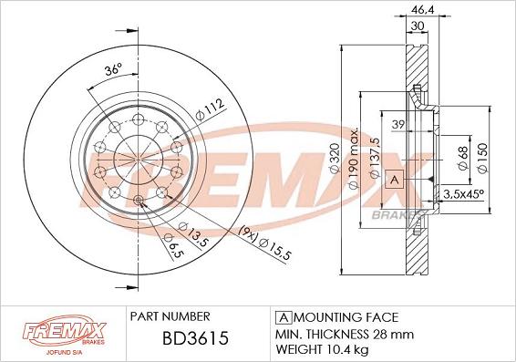 FREMAX BD-3615 - Discofreno autozon.pro