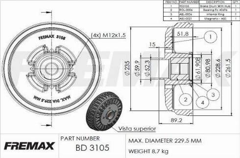 FREMAX BD-3105-KT - Tamburo freno autozon.pro