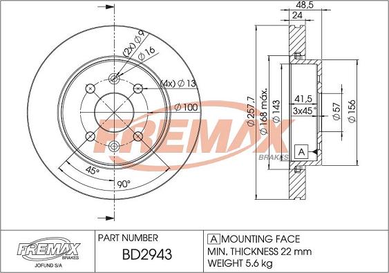 FREMAX BD-2943 - Discofreno autozon.pro