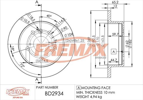 FREMAX BD-2934 - Discofreno autozon.pro