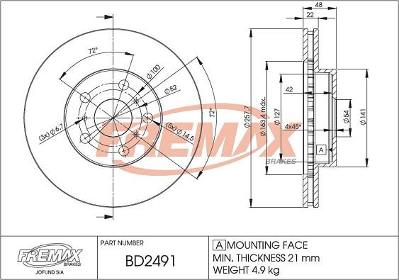 FREMAX BD-2491 - Discofreno autozon.pro