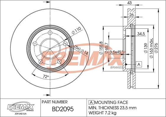 FREMAX BD-2095 - Discofreno autozon.pro